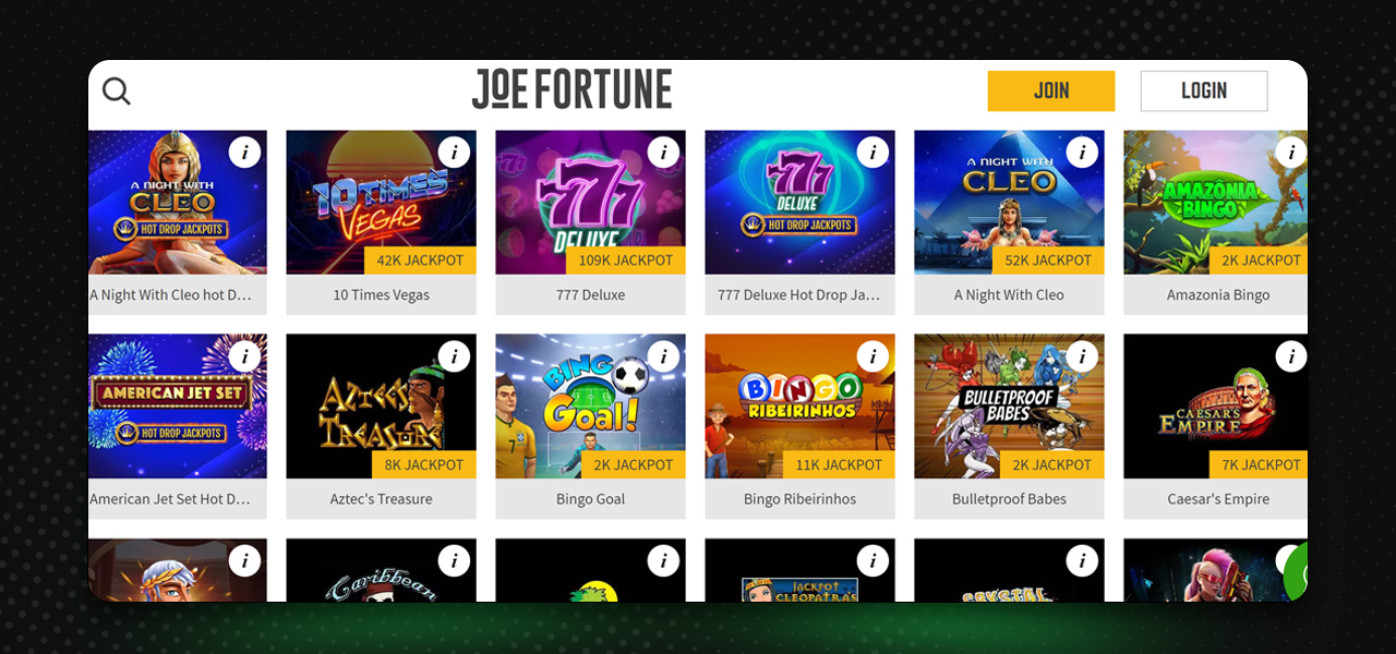 Joe Fortune games