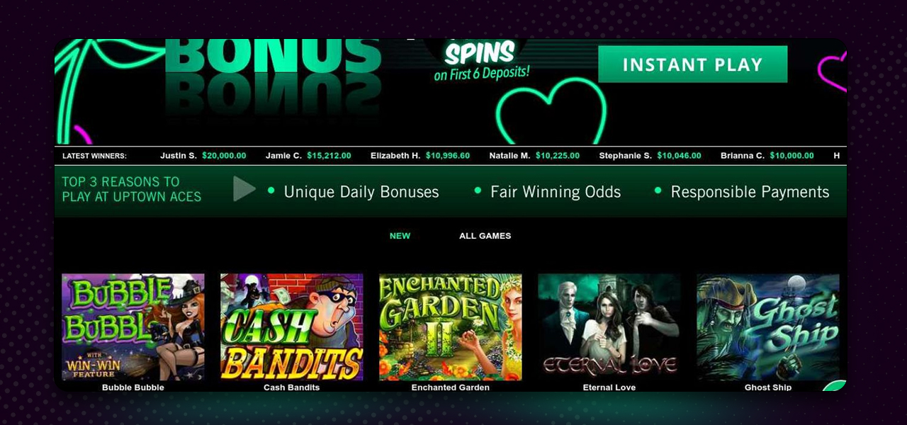 uptown aces casino games